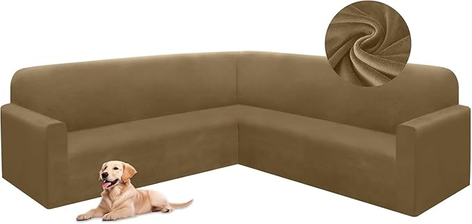 HDCAXKJ Corner Sectional Couch Covers Velvet Stretch L Shape Sofa Cover Soft