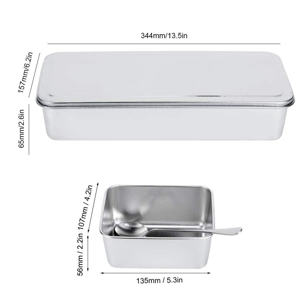 Hitoxi Condiment Server, 21oz Food Grade Stainless Steel Seasoning Jar with Spoon & Lid 3 Removable Compartments 3 Pcs Spices Container Set for Salt Sugar Cruet Snacks Flour Dry Goods