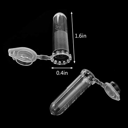 Centrifuge Tubes 200 Pack 2ml Polypropylene Clear Graduated Mirco Test Tubes with Snap Cap for Sample Storage Container No-Leak
