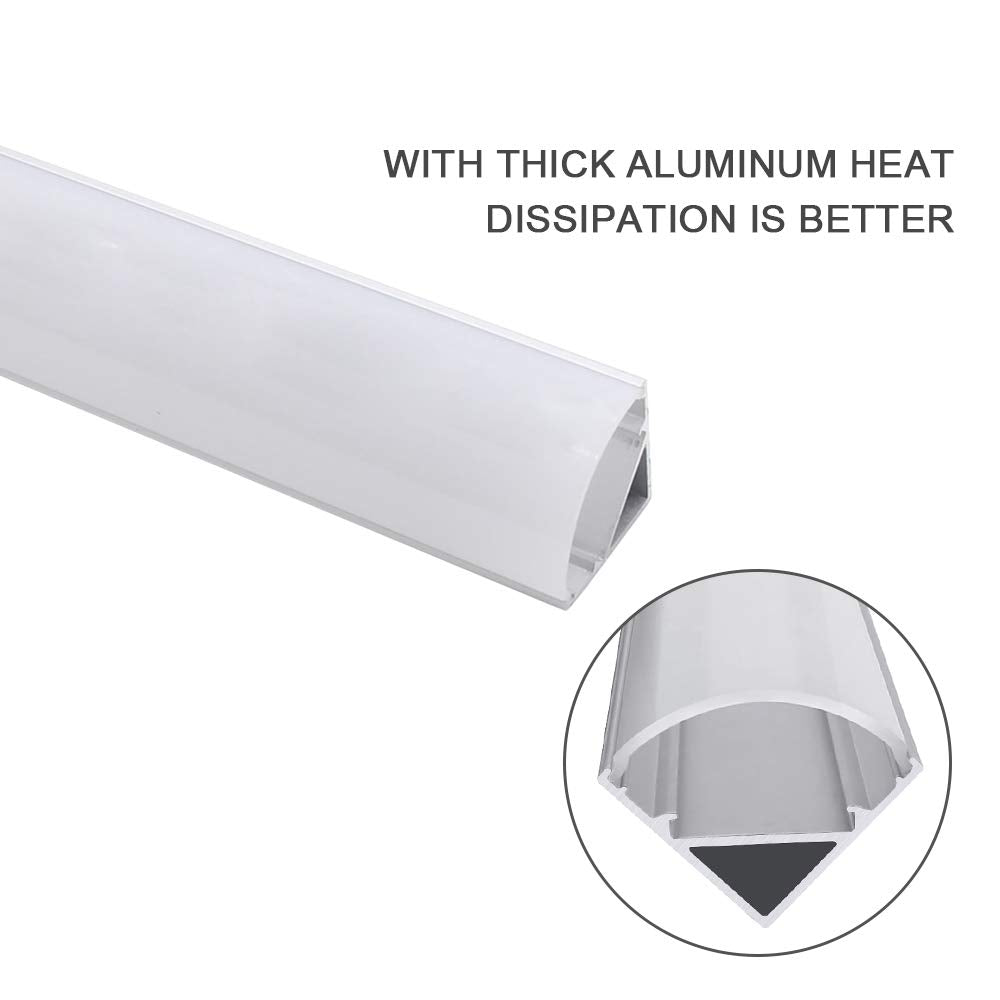 Jirvyuk Led Aluminum Profile, 6 Pack 1m/3.3ft V Shape LED Channel, Led Diffuser, Aluminum Extrusion for LED Strip Lights with Cover, End Caps and Metal Mounting Clips (Milky White)
