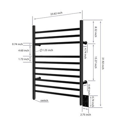 HEATGENE Towel Warmer Wall-Mounted Hardwired Heated Towel Rack Hot Towel Bar Brushed