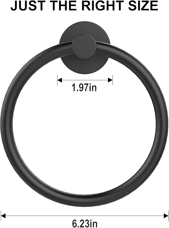SetSail Towel Holder for Bathroom Wall Matte Black Towel Ring Stainless Steel