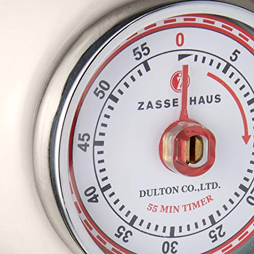 Zassenhaus Magnetic Retro Kitchen Timer, Classic Mechanical Cooking Timer (Black)