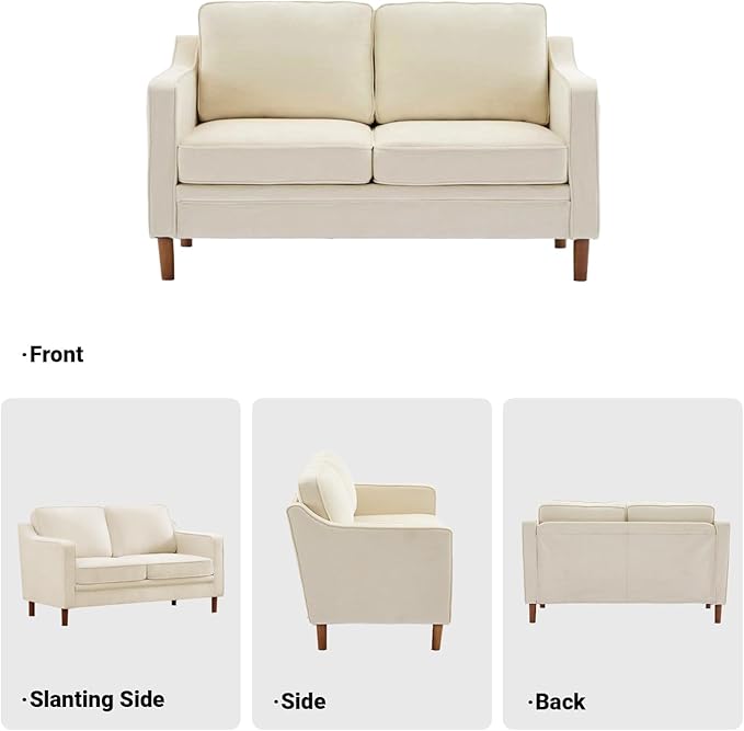 Kingfun 56" Chenille Sofa, Loveseat Couch, Mid Century Modern Love Seat Couches
