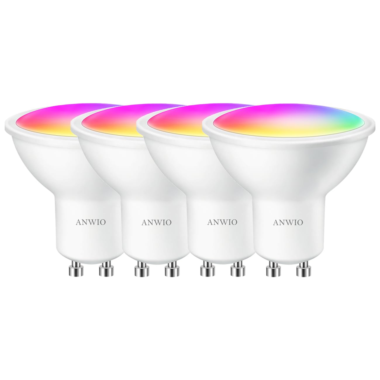 GU10 Reflector Smart LED Bulb, ANWIO 6W = 35 Watt, 400Lm, Compatible with Alexa, Echo, Google Assistant, Dimmed TUYA/Smart Life APP, 4 Pack