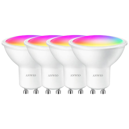 GU10 Reflector Smart LED Bulb, ANWIO 6W = 35 Watt, 400Lm, Compatible with Alexa, Echo, Google Assistant, Dimmed TUYA/Smart Life APP, 4 Pack