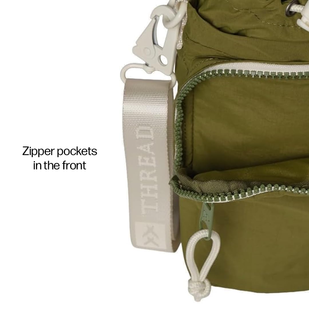 Thread Wallets Aqua Sling - Carry Your Water Bottle with Pockets for Cash, Phone, and Keys (Olive)