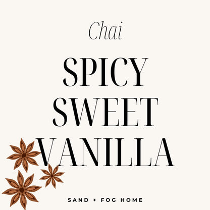 Sand + Fog Scented Candle - Chai - Additional Scents and Sizes – 100% Cotton Lead-Free Wick - Luxury Air Freshening Jar Candles - Perfect Home Décor for Your Cocktail Table – 34 oz