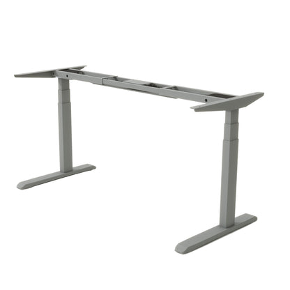 Fromann Dual Motor Standing Desk Frame 3 Stage Legs Electric Heavy Duty Sit Stand up Height Adjustable Desk Base for Home and Office (Grey)