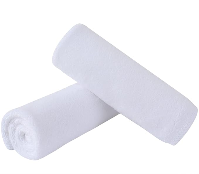 SINLAND Microfiber Facial Cloths Fast Drying Washcloth 12inch x 12inch White 2