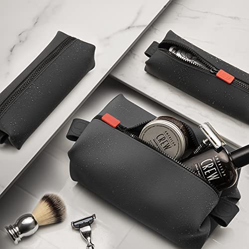 TOOLETRIES The Koby Dopp Kit - Silicone Toiletry Organizer, Bathroom Travel Bag - Heavy-Duty Zipper, Leak Resistance, Easy to Clean - 9" x 4.5" x 4.5" - Charcoal
