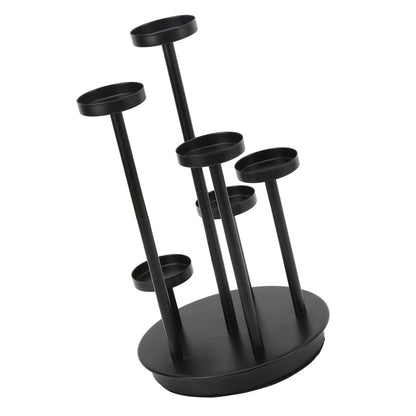 Omquot Retro Elegant 6 Arm Matte Black Iron Candle Holder for Dining Room Bar Decoration