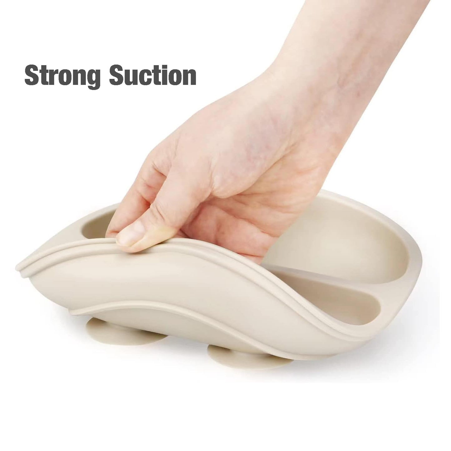 PandaEar 3 Pack Toddler Plates, Silicone Divided Suction Plate for Babies, BPA-Free 100% Food-Grade Silicone Unbreakable Baby Plate (Pink/Linen/Light Pink)