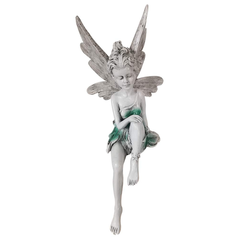 EKDJKK Sitting Fairy Statue Garden Ornament Resin Craft Landscaping Yard Decoration Park Lawn Decoration Home Patio Garden White