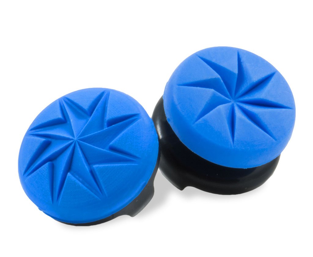 KontrolFreek FPS Freek Edge for PlayStation 4 (PS4) and PlayStation 5 (PS5) | Performance Thumbsticks | 1 High-Rise Convex, 1 Low-Rise Convex | Blue