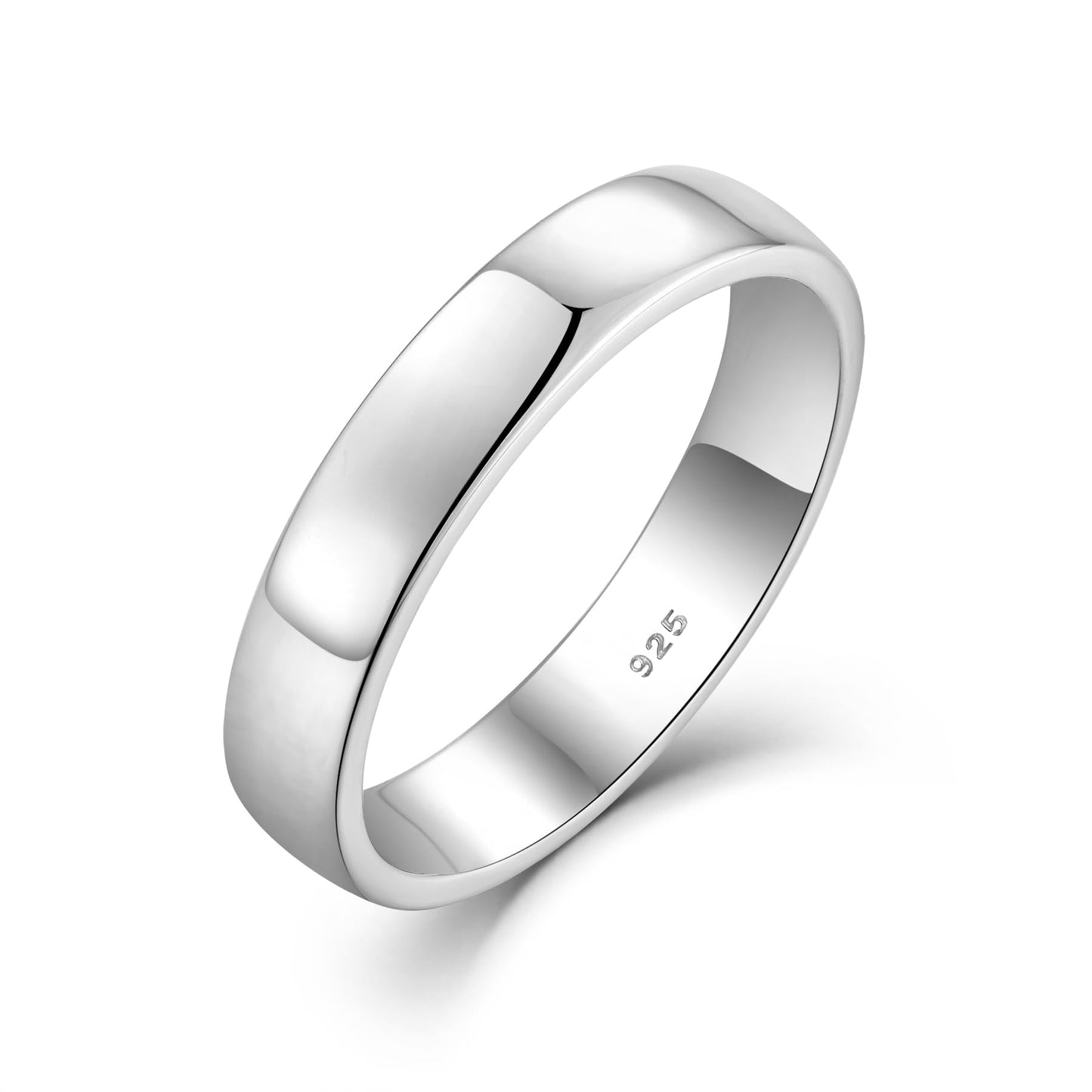 STARCHENIE Solid 925 Sterling Silver 4mm Wedding Band Ring, Comfort Fit High Polish, for Men and Women (Size 12)
