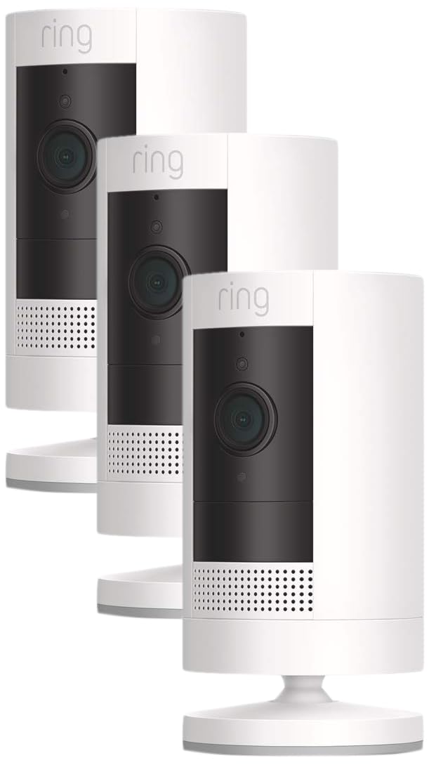 Ring Outdoor Cam (Stick Up Cam) | Weather-Resistant Outdoor Camera, Live View, Color Night Vision, Two-Way Talk, Motion alerts, Works with Alexa | White