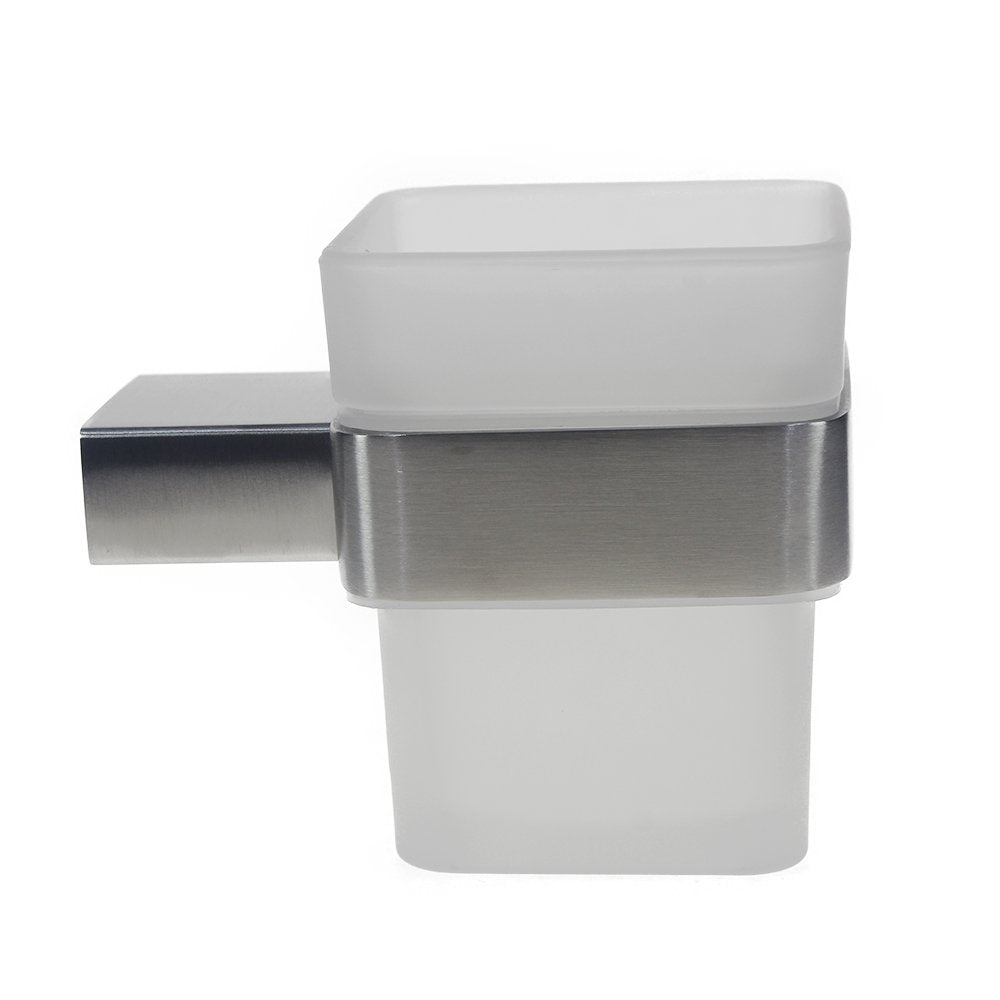 QT Modern Bathroom Tooth Brush Cup - Extremely Stylish Made from 304 Brushed Stainless Steel - Water and Rust Proof, Wall Mounted, Easy to Install
