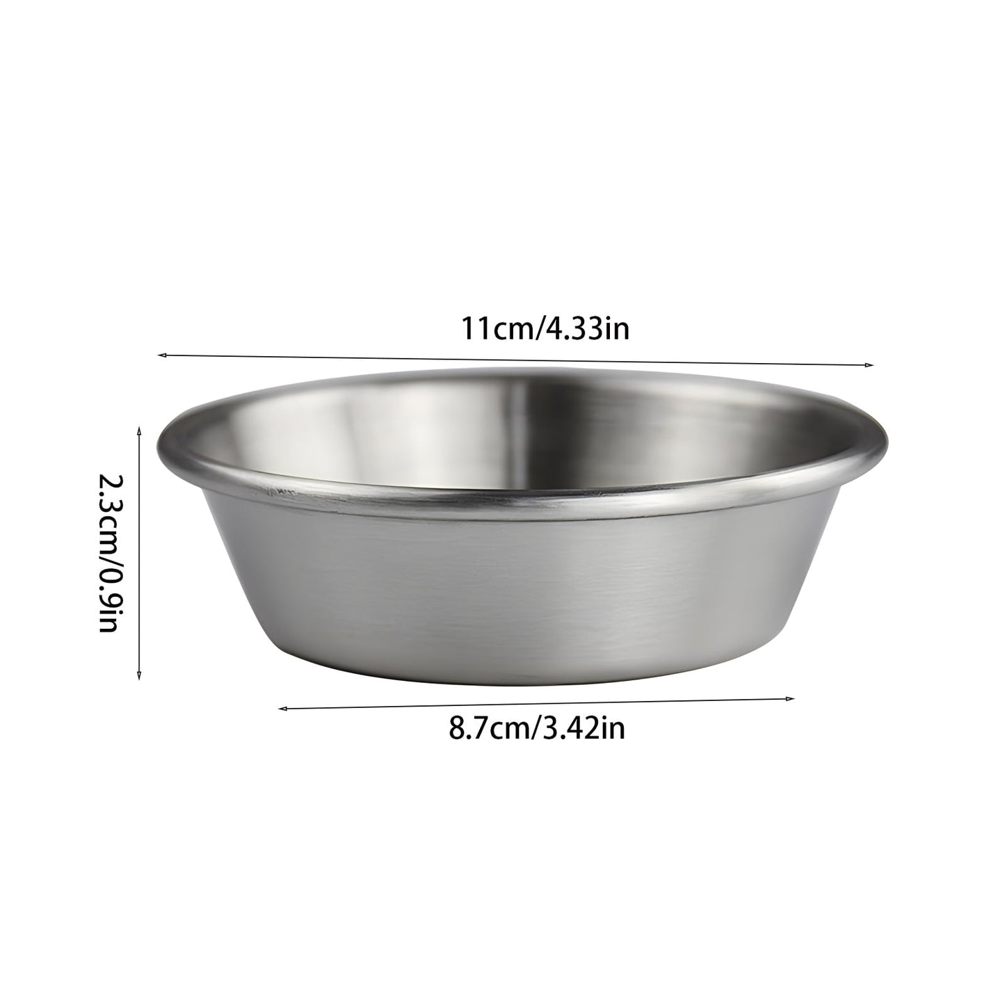 Fkereg 4 Pack Stainless Steel Soy Sauce Dish, 6 oz Dipping Condiment Bowls, Modern Style, Silver, 4.3 Inches, Dishwasher Safe