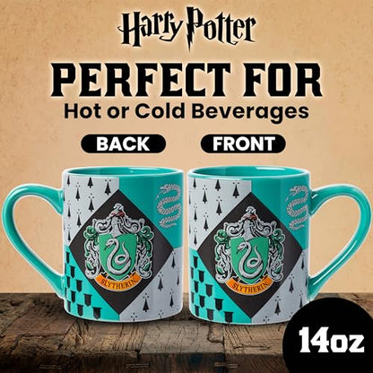 Silver Buffalo Harry Potter Hogwarts Slytherin House Crest Ceramic Mug, 14 Ounces