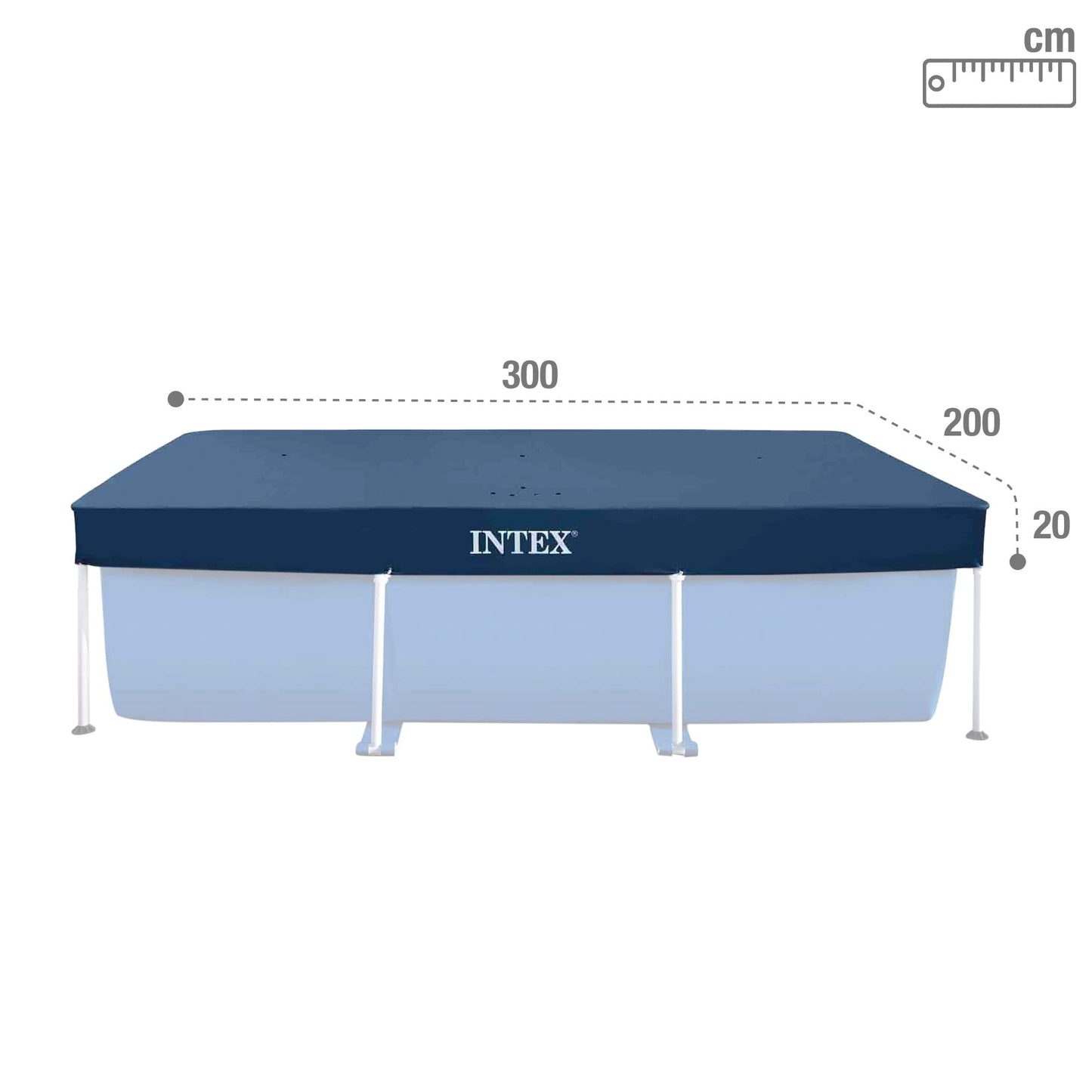 INTEX | Debris/Weather Cover for 3m x 2m Frame Pools - 28038, Rectangular, Blue