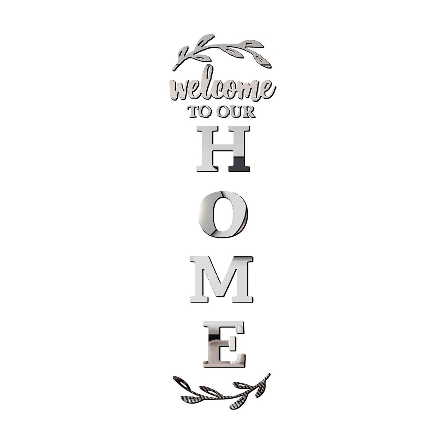 Home Wall Decor Welcome to Our Home Letter Signs - Acrylic Mirror Stickers for Living Room Bedroom Decor - Wall Decorations