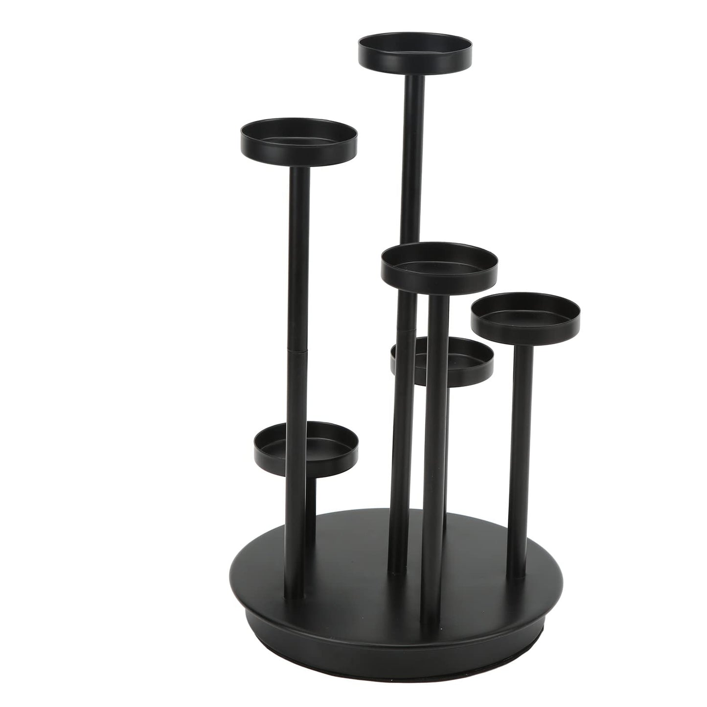 Omquot Retro Elegant 6 Arm Matte Black Iron Candle Holder for Dining Room Bar Decoration