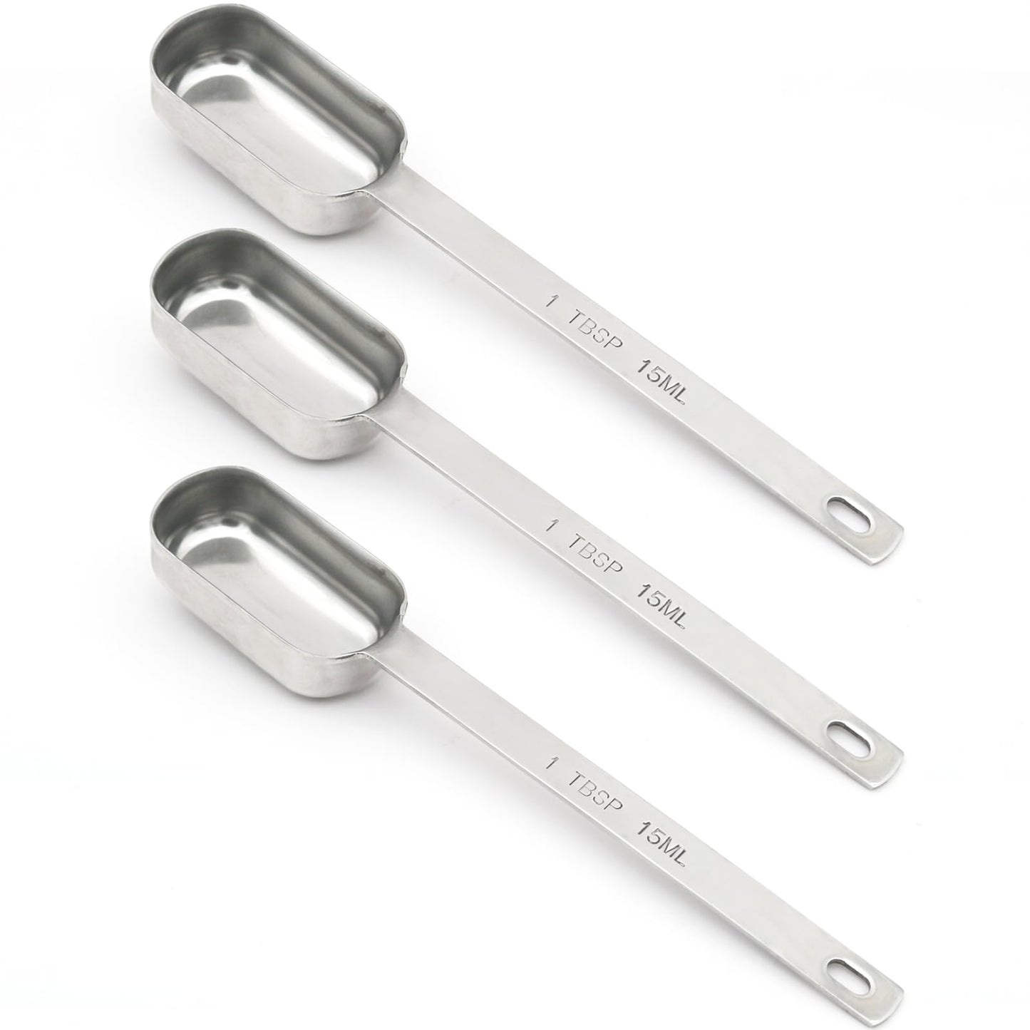 BERYLER 3PCS 1tbsp (3tsp, 15ml, 1/2oz) Single Measuring Spoon, Stainless Steel Long Handle Individual Teaspoons Only