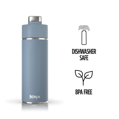 Ninja Thirsti Water Bottle and Flask 700 ML With Leak-Proof Lid, Designed For Carbonated, Hot & Cold Drinks, Ideal For Travel & Sports, Triple Insulated, Stainless Steel Bottle, Blue, DW2401EUUKBL