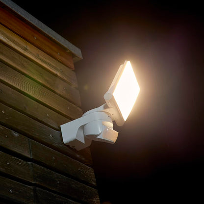 Steinel LED Spotlight XLED Home 2 S White, Adjustable Floodlight, Exterior Light, 13.7 W, 180° Motion Sensor Spotlight for Garden, Patio Garage or Warehouse , 19.4 x 18 x 16.1 cm