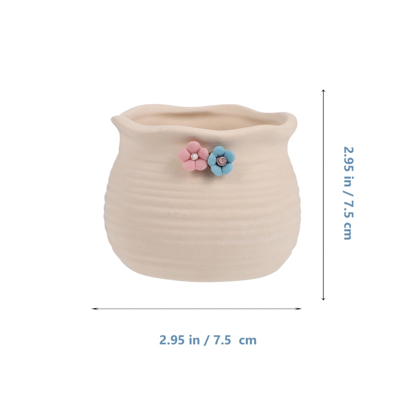 BESPORTBLE 3pcs Floral Design Succulent Planters Ceramic Flowerpots for Desktop Bright Patterned Ceramic Succulent Pots Suitable for Cactus and Plants Material