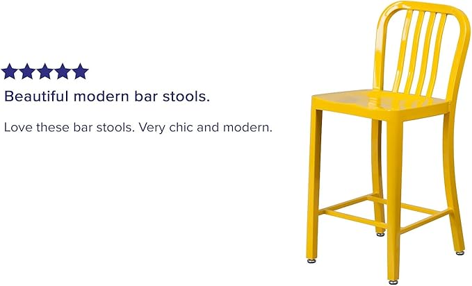 Flash Furniture Commercial Grade 24" High Yellow Metal Indoor-Outdoor Counter