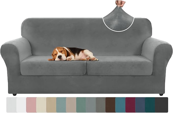 ZNSAYOTX Oversized Velvet 3 Piece Couch Cover