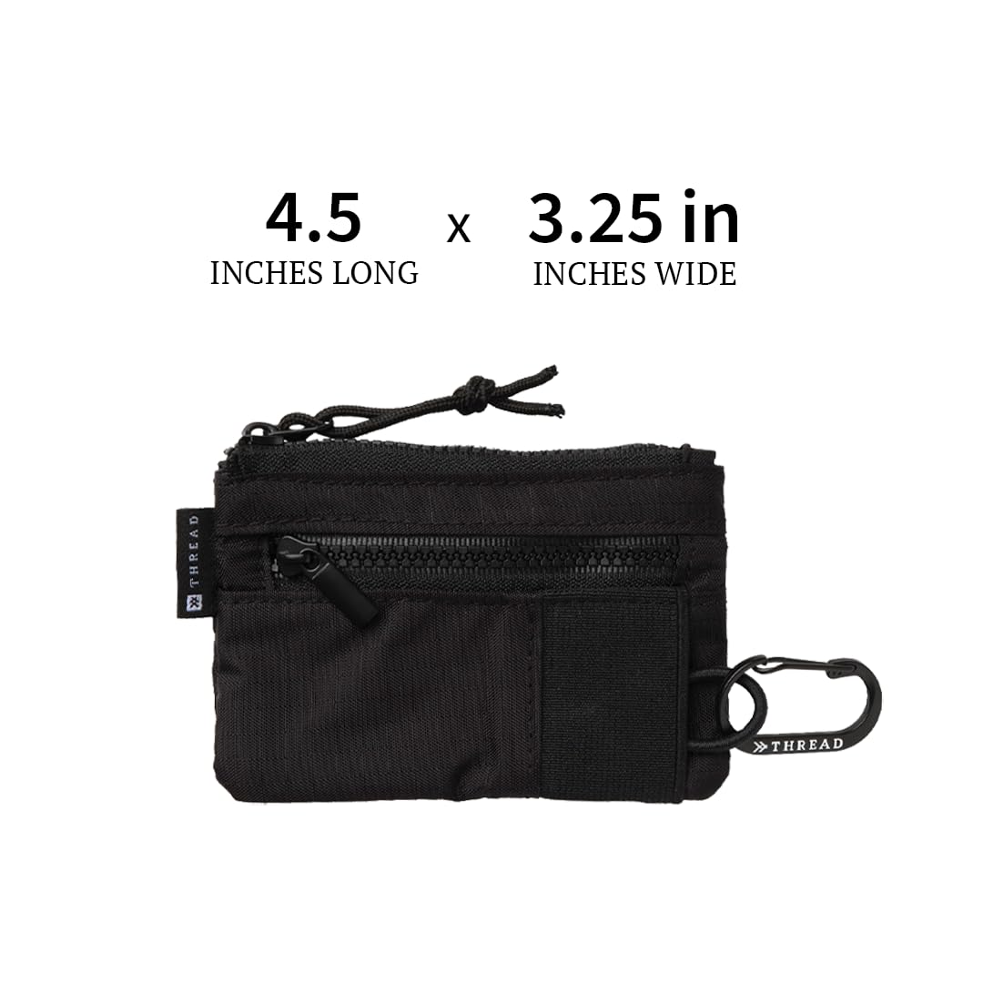 Thread Wallets Pouch Wallet – Compact Zip Wallet with Clear ID Window, Coin & Card Pockets, and Key Stash – Lightweight Rip-Stop Travel Wallet for Men & Women (Color Block)