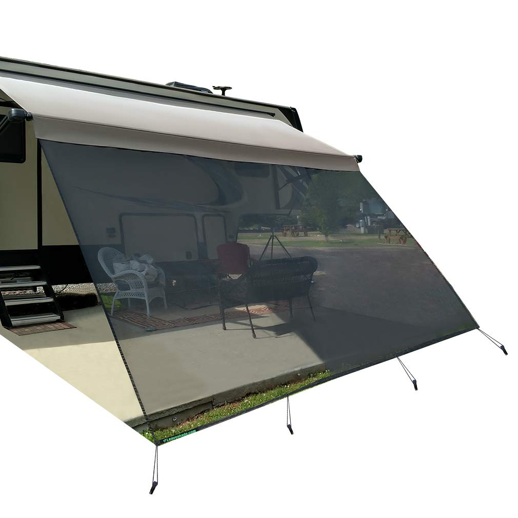Leaveshade RV Awning Sunshade Screen 10' X 14' 3'' (Fit for 15' Awning) Mesh Sun Shade Screen Motorhome Camping Trailer Shadescreen Sunscreen UV Sunblocker - 3 Year Warranty (Black)