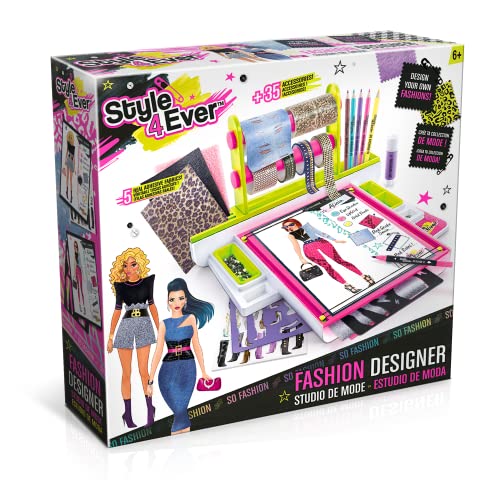 Style 4 Ever OFG 232 Fashion Designer Studio, Real Adhesive Fabrics, Design From Scratch, Stickers, Gems, Pencils, Gluestick + So Much, Multicoloured, Studio-OFG232