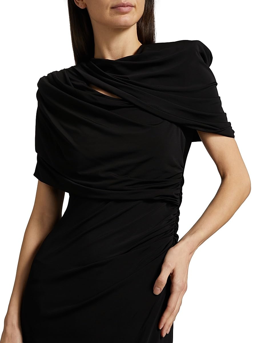 Stella McCartney, Draped Cape Midi-Dress, 40 (4-6), Black
