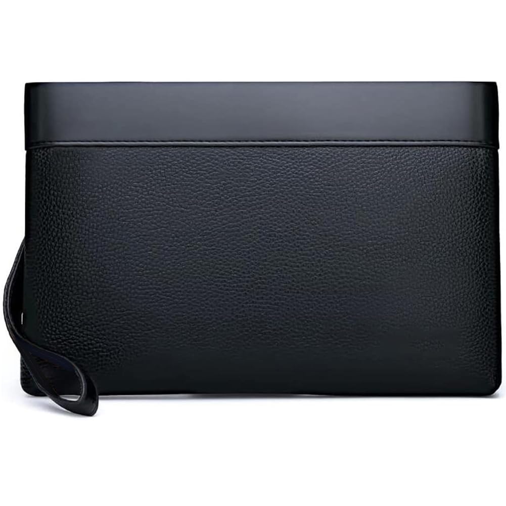 Eshow Mens Wristlet Bag Clutch Purse Handbags Synthetic Leather Bags with Wrist Strap Zip Closure 7.9 Inch for Business Travel Work