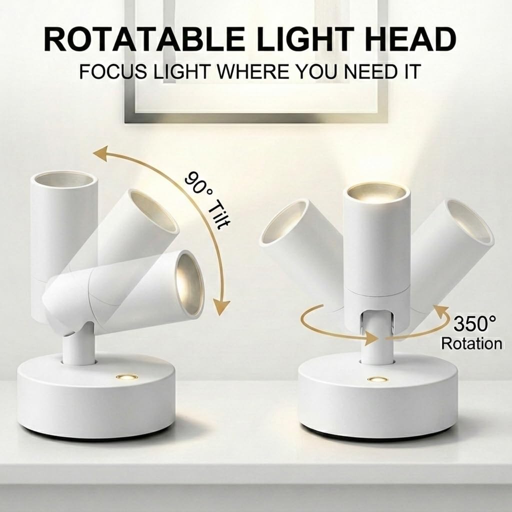 Lsoppn Magnetic Rechargeable Picture Light 2 Pack, Wireless Art Spotlight with Remote & Touch Control, 3 Color Temps Dimmable Wall Light, 2000mAh Battery Accent Lighting for Painting, Gallery, Display