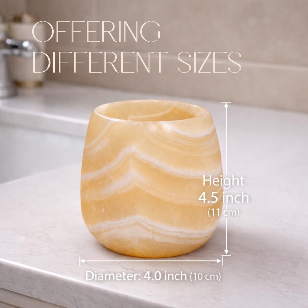CraftsOfEgypt Egyptian Real Alabaster Stone/Marble Candle Holder Votive