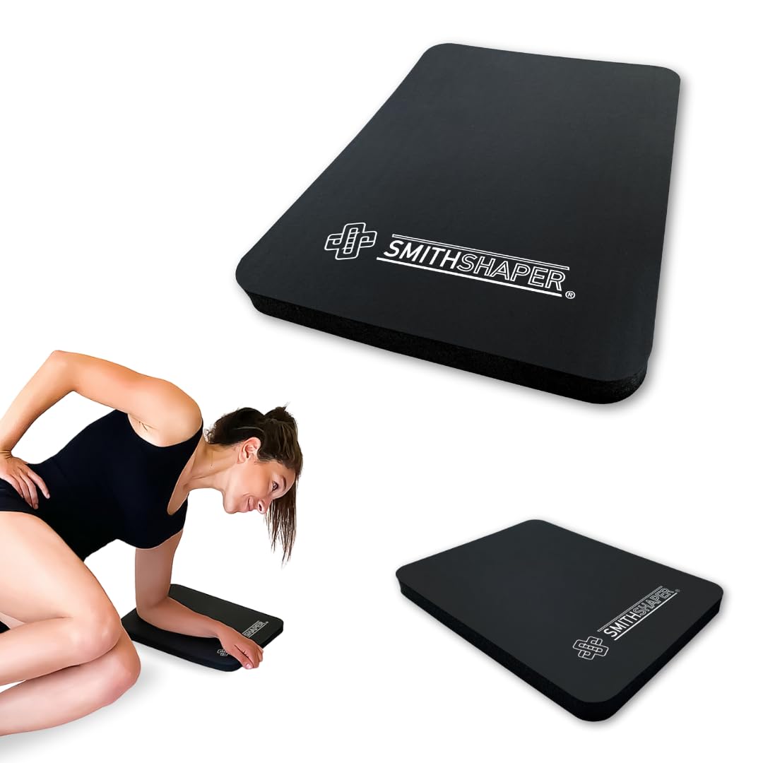 SmithShaper® SUPER PAD Thick Exercise Knee Mat (14" x 11" x 1") Cushions Knees, Forearms, Elbows, and Lower Back During Workouts | Ab Rolls, Knee Pushups, Sit-Ups, etc. | Yoga, Pilates, HIIT | Durable, Soft Nitrile Rubber Resists Oils and Odors