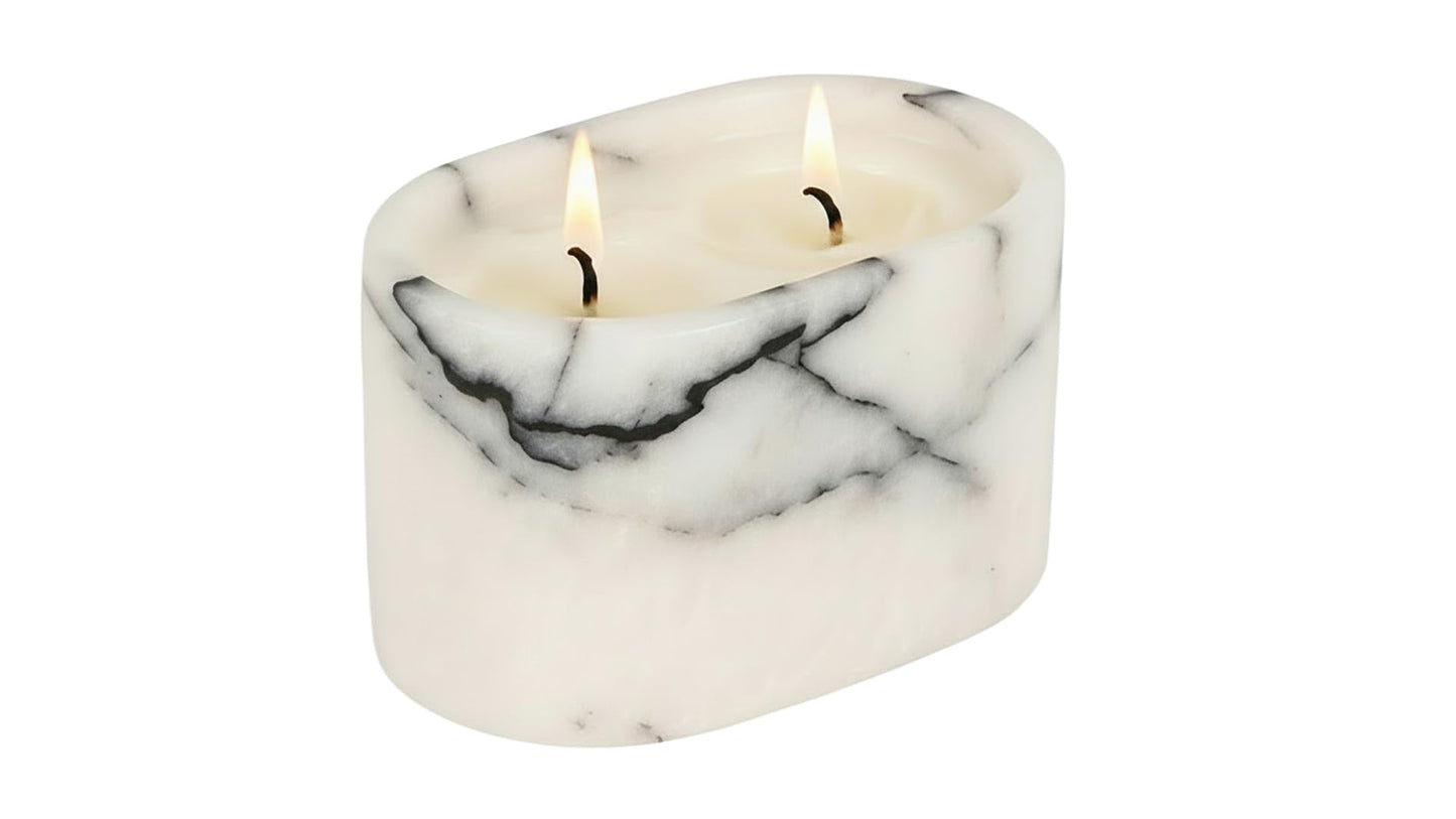 Story of Stone Marble Candle Holder| Votive Candle Holder| Handcrafted Bathtub-Shaped Container | Warm Glow Home Decor |Soy Wax | Non Toxic, 2 Wicks | Reusable Keepsake Jar | Unique Gift