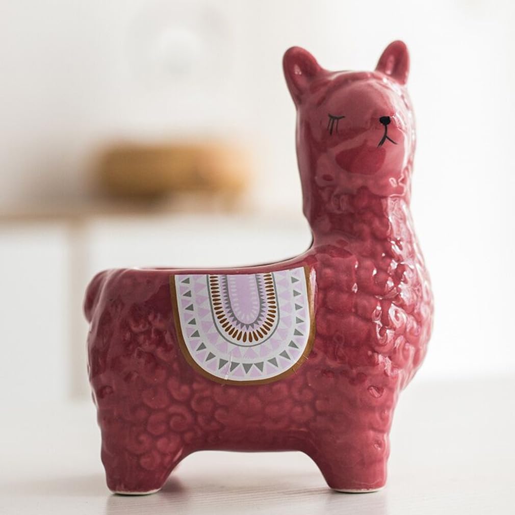 SPEALLOY Lucky Alpaca Succulent Pots (Pack of 2) - Handmade Ceramic Planters, Tabletop Decorations and Gifts for Plant Lovers