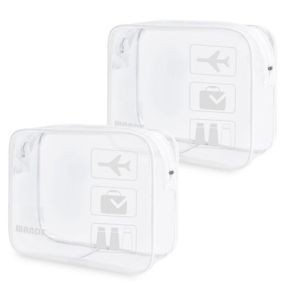 TSA Approved Clear Travel Toiletry Bag wih Zippers Carry-on Travel Accessories Quart Size Toiletries Cosmetic Pouch Makeup Bags for Men and Women (2pcs White)