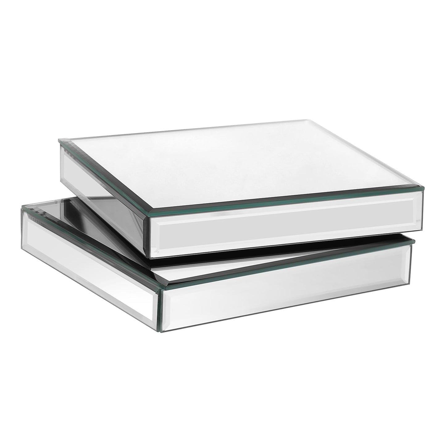 Hipiwe Mirrored Risers for Display Glass Figures Display Stand Base Collectibles Showpeice Table Display Platform for Decorative Pieces Jewelry Perfume Showcase Photography Props, 5.7" x2 Packs