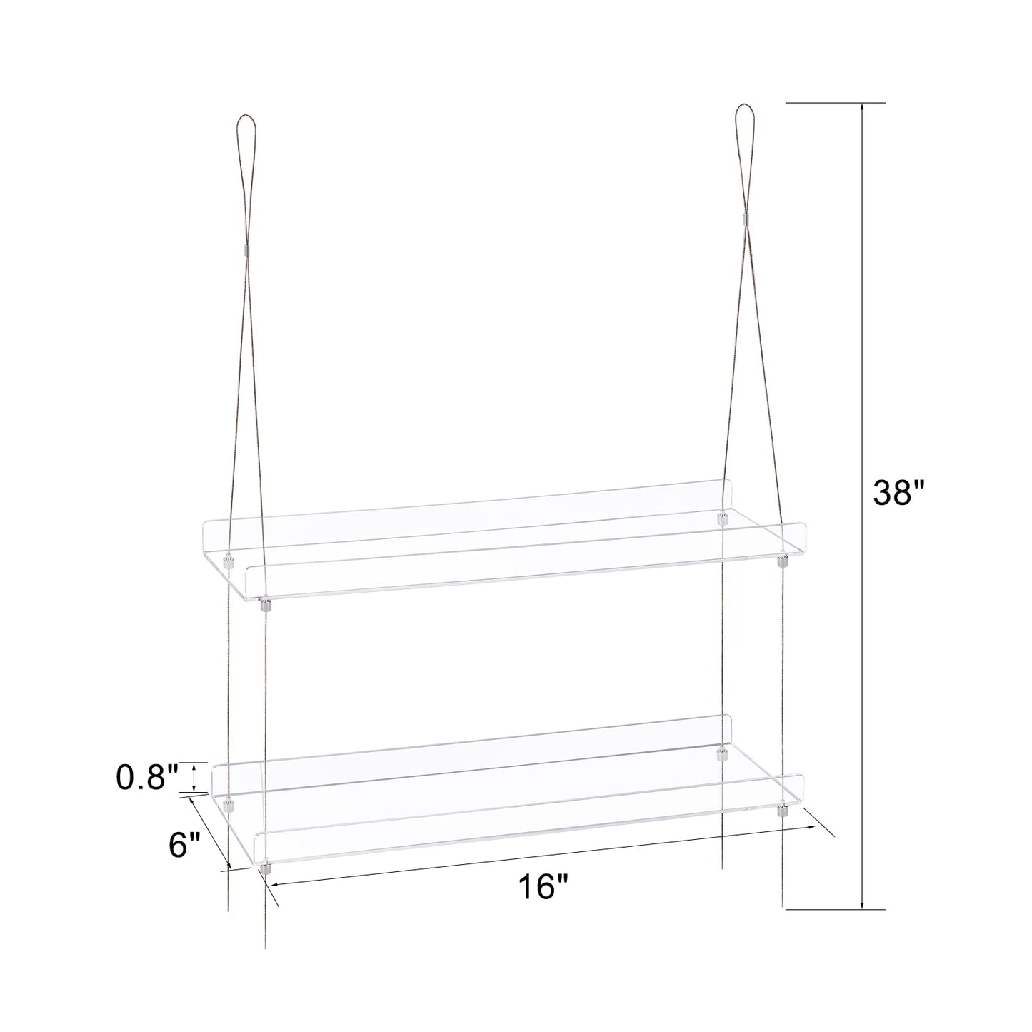 Sumerflos 2-Tier Acrylic Window Boxes Plant Shelves for Window of Kitchen, Bedroom, Living Room, 16 Inch Wall Flower Double Hanger Boxes Adjustable Hanging Shelves for Indoor Plants, Succulents