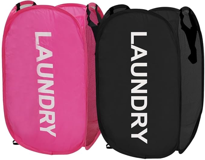 Larpur Pop Up Laundry Baskets, 2 Pack Mesh Laundry Hampers Collapsible Clothes