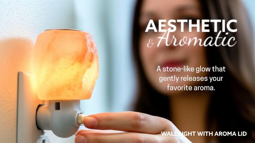 Himalayan Natural Salt Night Lamp with Aroma Lid – Unique Rock Shape for Relaxation & Wellness – Ideal Gift in Beautiful Box!