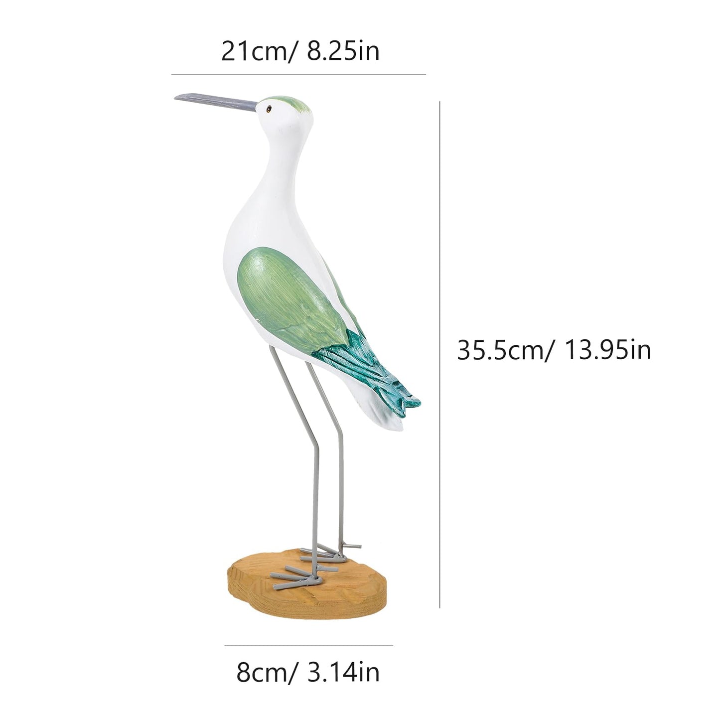 HEALLILY 2pcs Coastal Decor Wooden Seagull Figurine Bird Statue Nautical Coastal Ocean Home Decoration Green