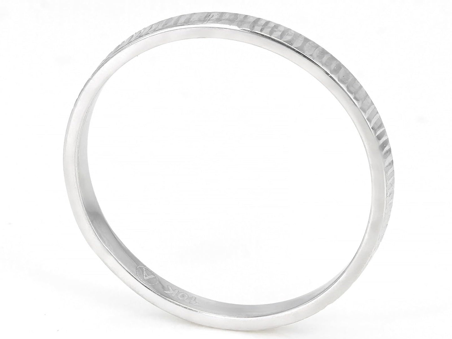JTV 10K White Gold, Yellow Gold or Rose Gold 2mm Textured Band Ring - Elegant and Durable Wedding Band for Men and Women (White Gold, 5)